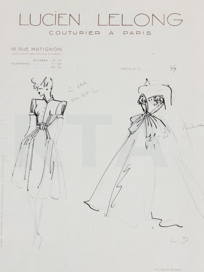Mame Fashion Dictionary: Christian Dior Sketch for Lucien Lelong 1944-45