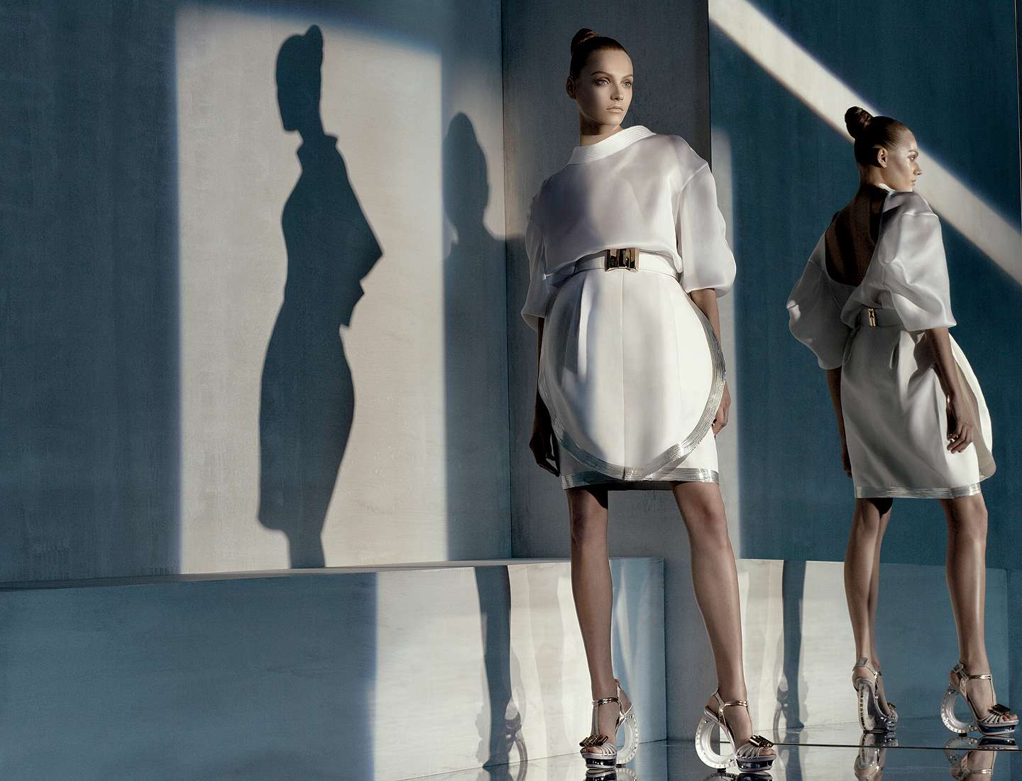 Gianfranco Ferre White Dress with Innovative Heels